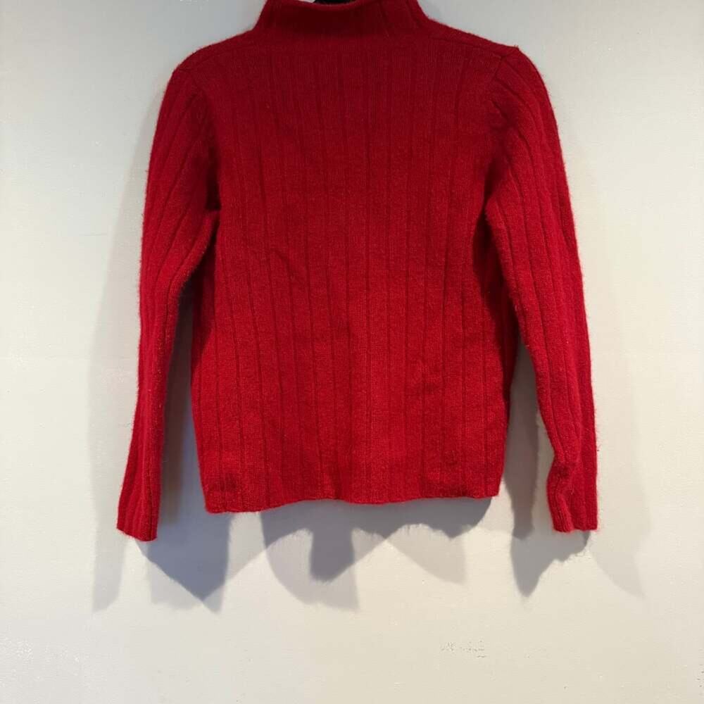 Deane & White Red Cable Knit Sweater – Lambswool Angora Blend Mock Neck